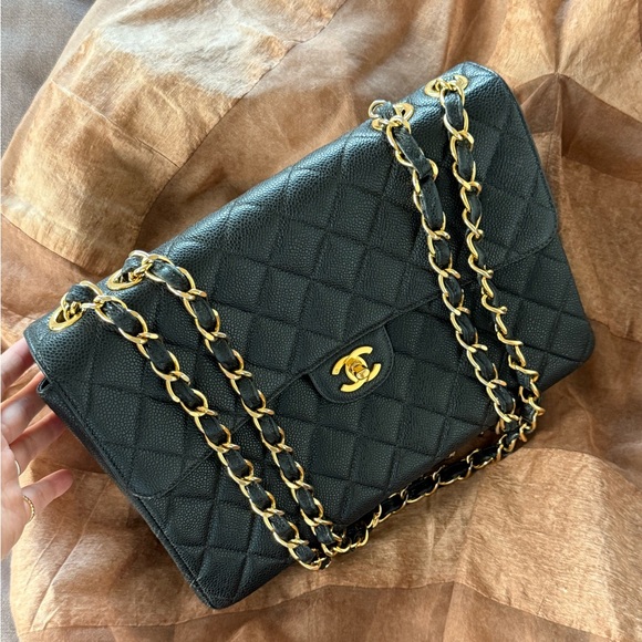 CHANEL Black Caviar Vintage Single Flap Jumbo GHW 24k plated - Picture 3 of 13